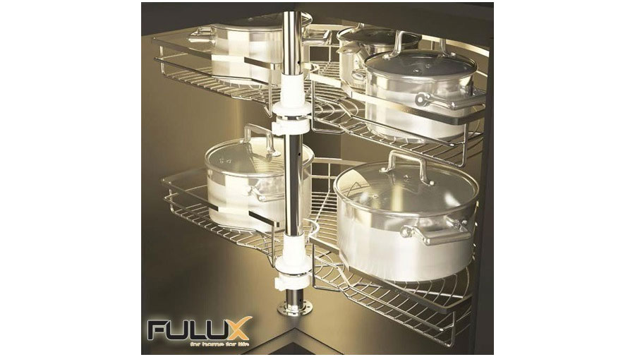 Mâm xoay 180 độ FULUX MX1/2-SUS304/70 là phụ kiện tủ bếp hiện đại