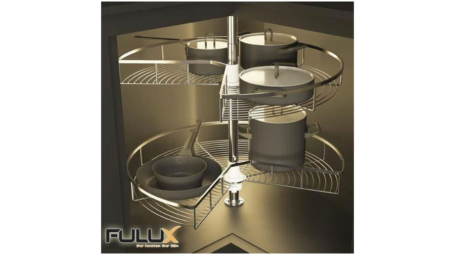 Mâm xoay 270 độ FULUX MX3/4-SUS304/70 là phụ kiện tủ bếp hiện đại