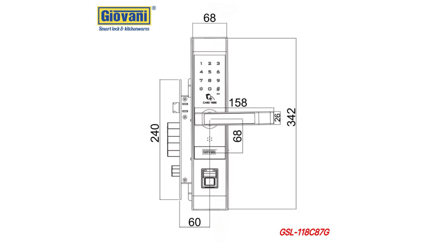 Khóa cửa GIOVANI GSL-118C87G